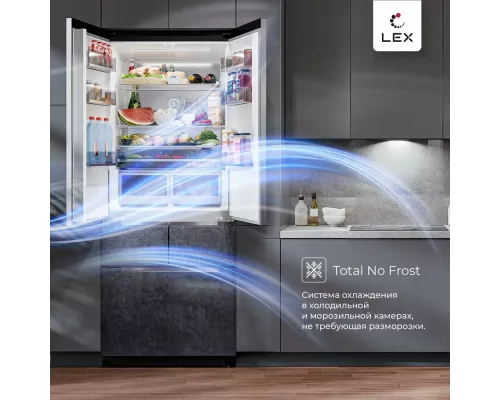 Холодильник LEX LCD485StGIDBI  каменно-серый/стекло