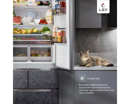 Холодильник LEX LCD485StGIDBI  каменно-серый/стекло