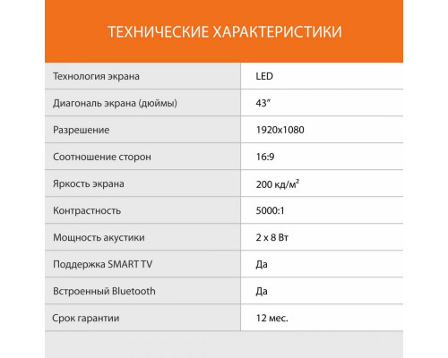 Телевизор LED SUNWIND SUN-LED43XS301 FHD Smart(Яндекс)