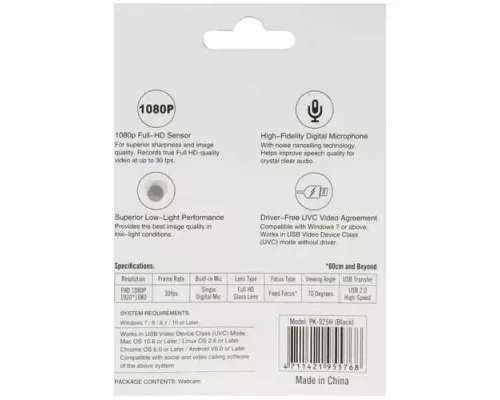 Веб камера A4Tech PK-925H черный