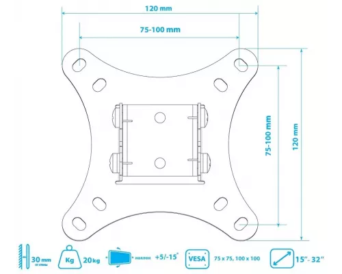 Кронштейн Arm Media LCD-02 черный