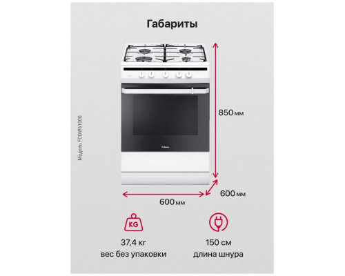 Плита Hansa FCGW61000 белый