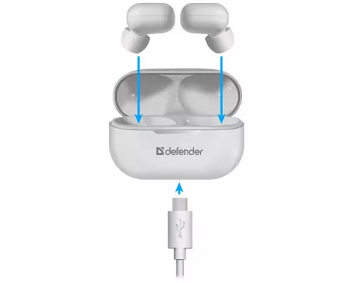 Беспроводные наушники Defender Twins 905 белый