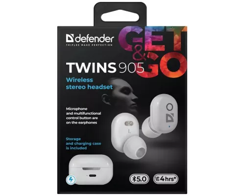 Беспроводные наушники Defender Twins 905 белый