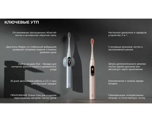 Электрическая зубная щетка Oclean X Pro Digital Set Серебрянный