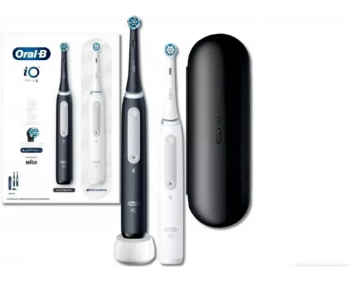 Электрическая зубная щетка Oral-B IO4 DUO MATT BLACK+QUITE WHITE