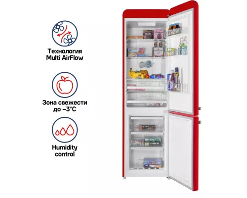 Холодильник MAUNFELD MFF186NFRR красный
