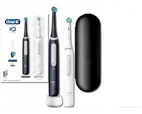 Электрическая зубная щетка ORAL-B IO4 DUO MATT BLACK+QUITE WHITE