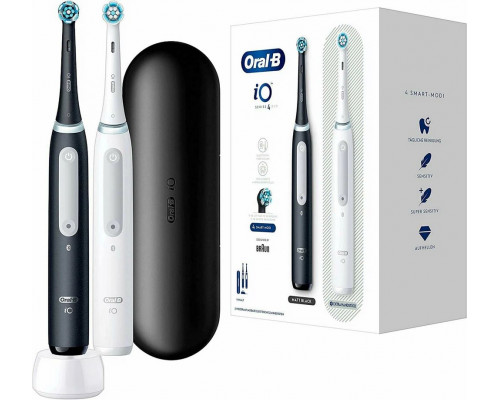 Электрическая зубная щетка ORAL-B IO4 DUO MATT BLACK+QUITE WHITE