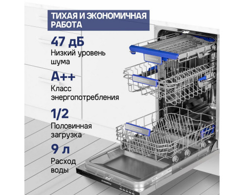 Встраиваемая посудомоечная машина 45см MAUNFELD MLP-08B