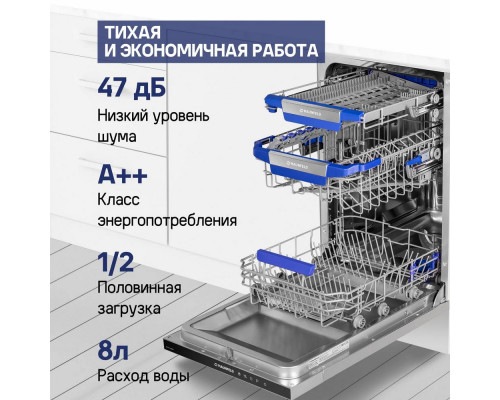 Встраиваемая посудомоечная машина 45см MAUNFELD MLP-08IMR