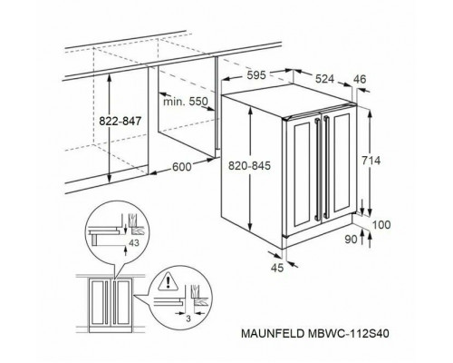 Винный шкаф встраиваемый Maunfeld MBWC-112S40