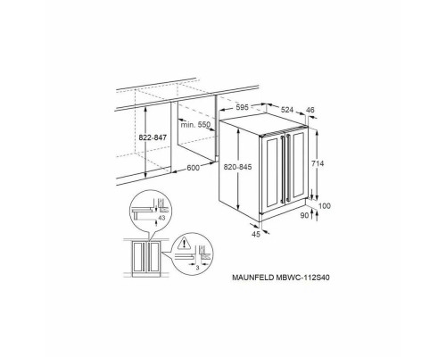 Винный шкаф встраиваемый Maunfeld MBWC-112S40