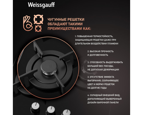 Газовая варочная поверхность WEISSGAUFF HG 430 BGV