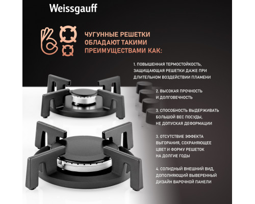 Газовая варочная поверхность WEISSGAUFF HG 640 WGV