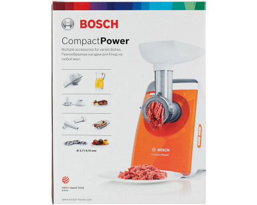 Мясорубка Bosch MFW3630I белый/оранжевый