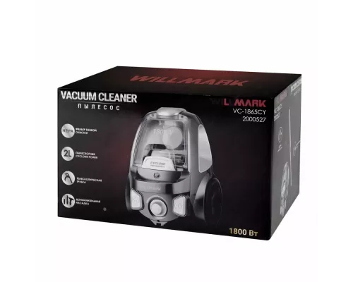 Пылесос WILLMARK VC-1865CY черно-серый
