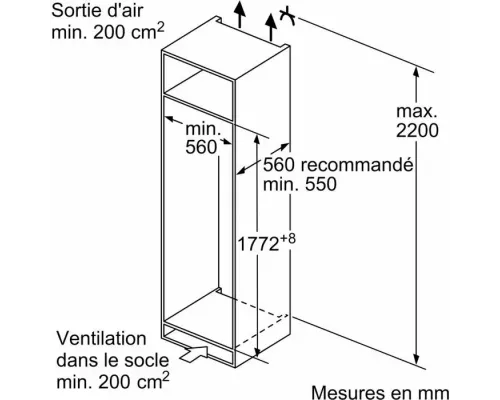 Встраиваемый холодильник Bosch KIL82VFE0 белый