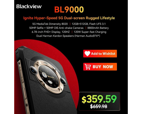 Смартфон Blackview BL9000 12/512Gb черный