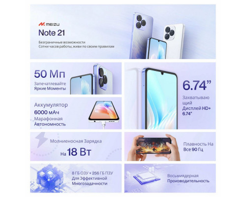 Смартфон Meizu Note 21 4/256Gb синий