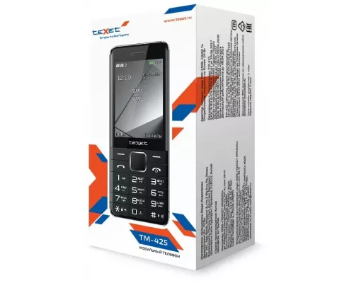 Мобильный телефон teXet TM-425 черный