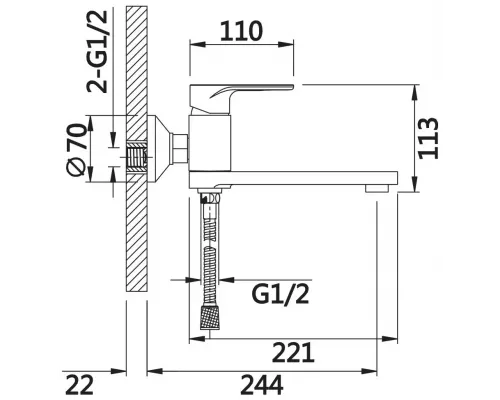 Смеситель для ванны Vieir V043532С