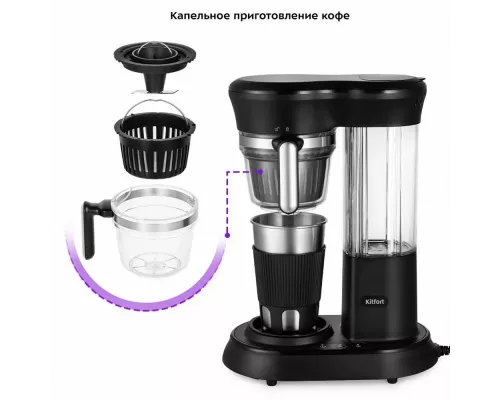 Кофеварка Kitfort КТ-7141 черный/нержавеющая сталь