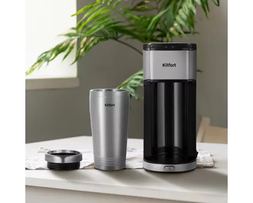 Кофеварка Kitfort КТ-7367 серебристый/желтый