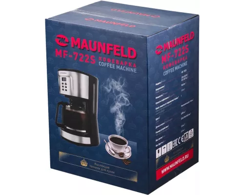 Кофеварка Maunfeld MF-722S серебристый/черный