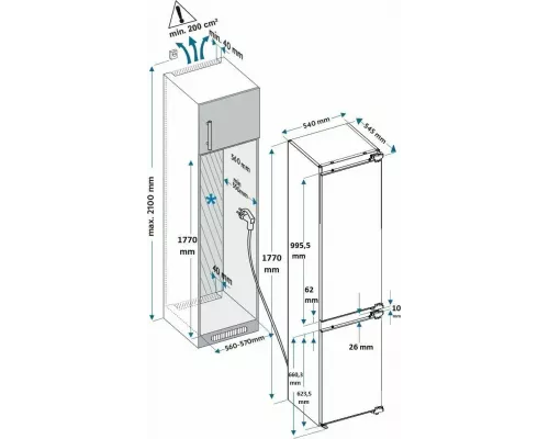 Встраиваемый холодильник Hyundai HBR 1771 белый
