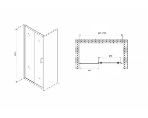 Душевая дверь ABBER Schwarzer Diamant AG30100B5