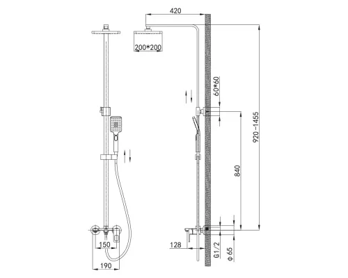 Душевая стойка Vieir V353562F