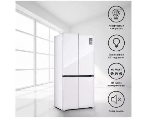 Холодильник TESLER RCD-482I WHITE GLASS