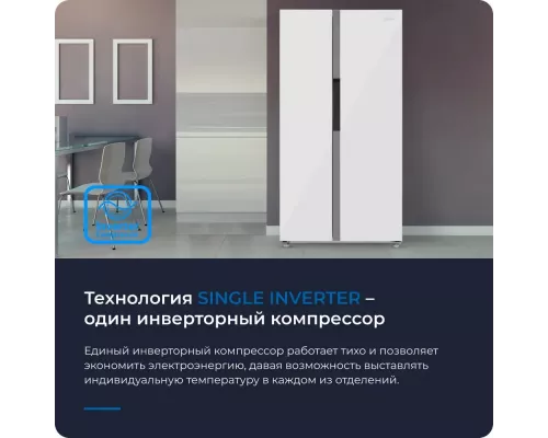 Холодильник ZUGEL ZRSS630W белое стекло