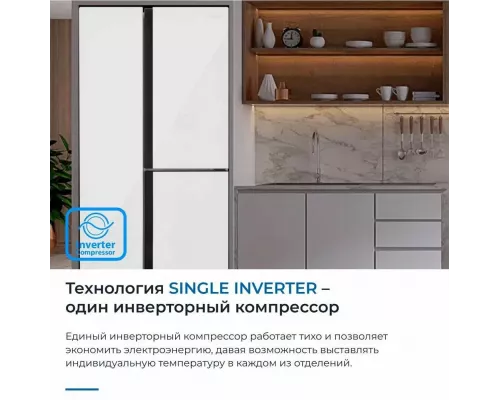 Холодильник ZUGEL ZRTD459GW белое стекло