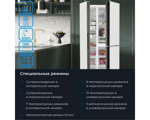 Холодильник ZUGEL ZRTD459GW белое стекло