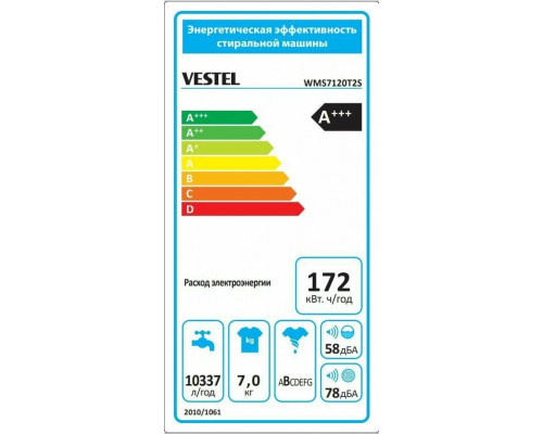 Стиральная машина VESTEL WMS7120T2S темное серебро/черный Стиральная машина VESTEL WMS7120T2S темное серебро/черный