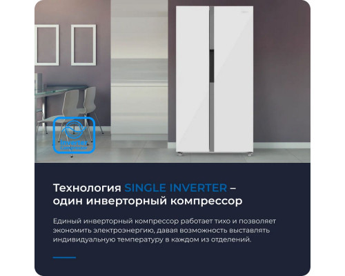 Холодильник ZUGEL ZRSS630W белое стекло