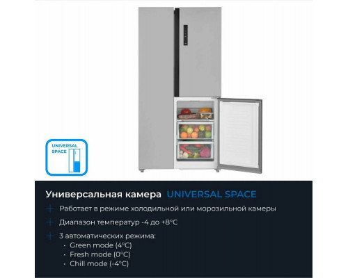 Холодильник ZUGEL ZRTD459X нержавеющая сталь