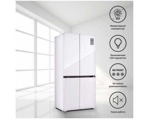 Холодильник TESLER RCD-482I WHITE GLASS