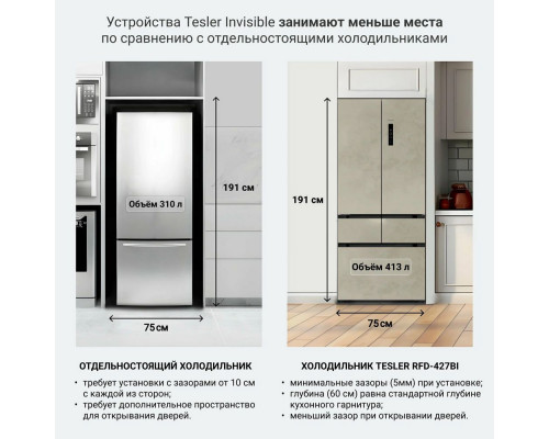 Холодильник TESLER RFD-427BI MARBLE BEIGE