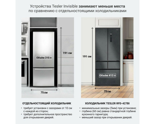 Холодильник TESLER RFD-427BI SPARKLING GREY