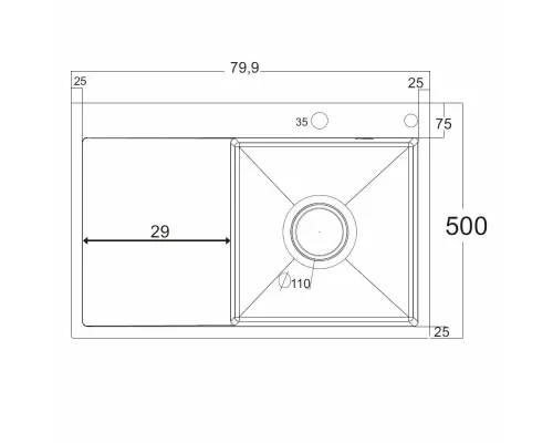 Кухонная мойка РМС MRK-8050BL-R