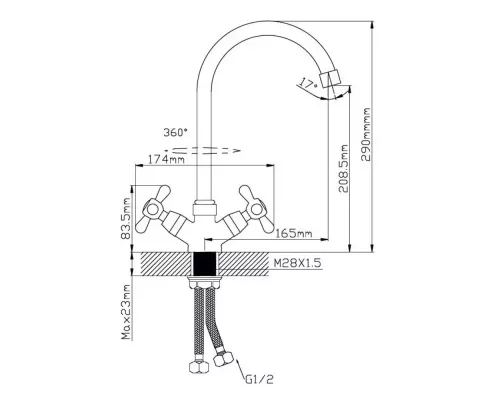 Смеситель для кухни Potato P4954-7