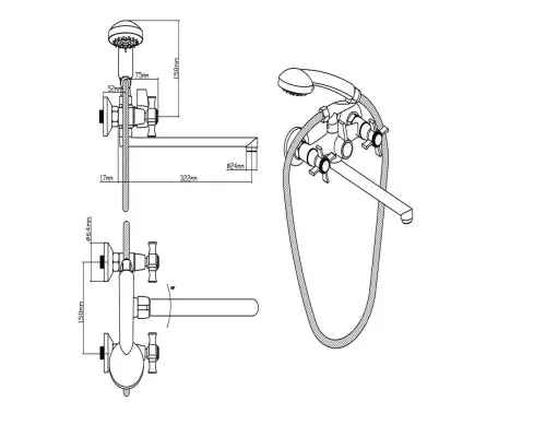 Смеситель для ванны Boou BA5333-4-B723-C018