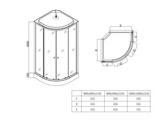 Душевая кабина Redo RD-7781A Chrome н/п 80*80*215