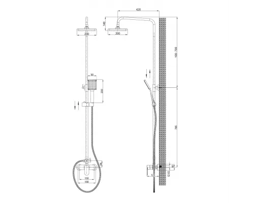 Душевая стойка Sole Albano S227C
