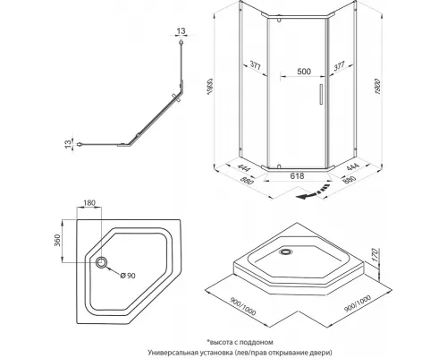 Душевое ограждение Triton Дека-Блэк 90*90