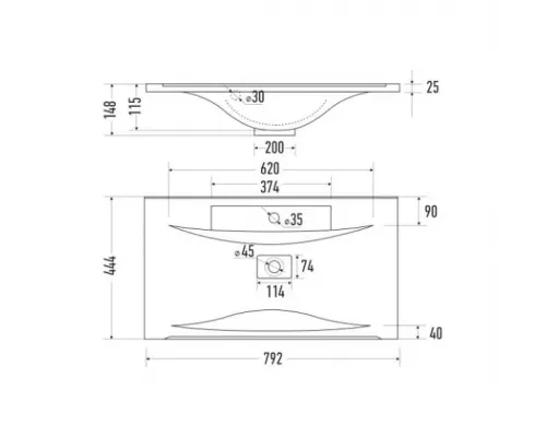 Раковина мебельная Mirsant Premier 800