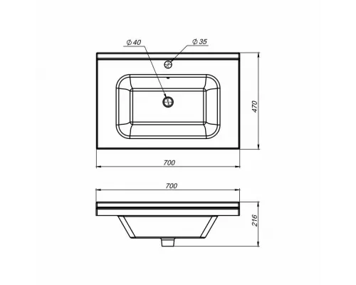 Раковина мебельная Mirsant Simple 70